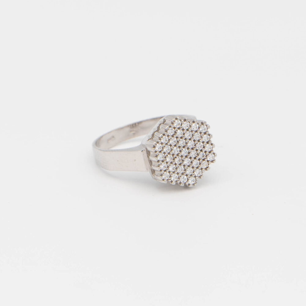 Anello Oro bianco e zirconi 36